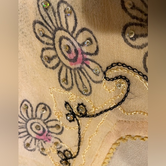 Aremar Dominican Republic Boho Embroidered Yellow Orange Free Size Dress - Picture 3 of 11